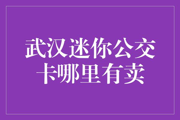 武汉迷你公交卡哪里有卖