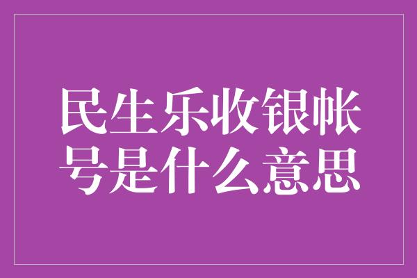 民生乐收银帐号是什么意思