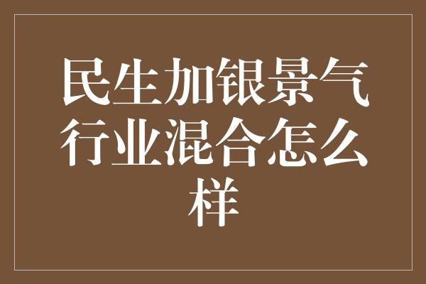 民生加银景气行业混合怎么样