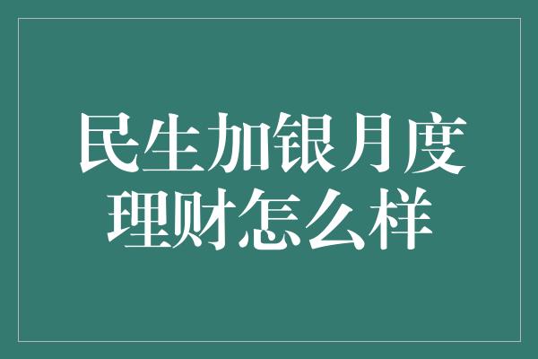 民生加银月度理财怎么样