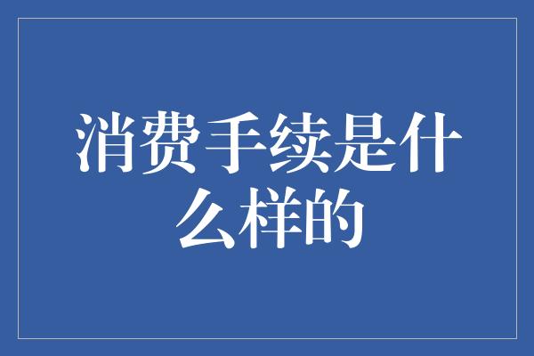 消费手续是什么样的