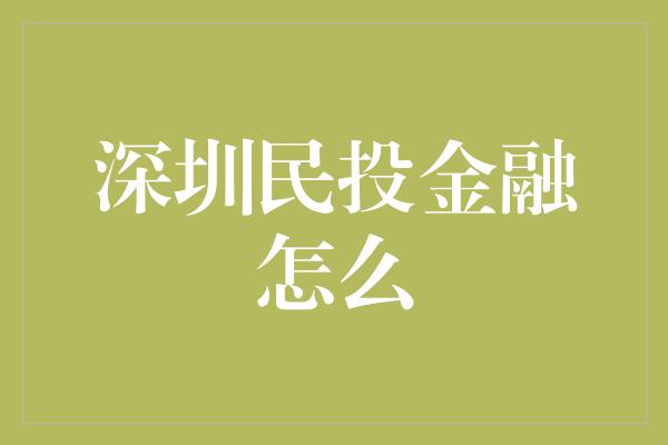 深圳民投金融怎么