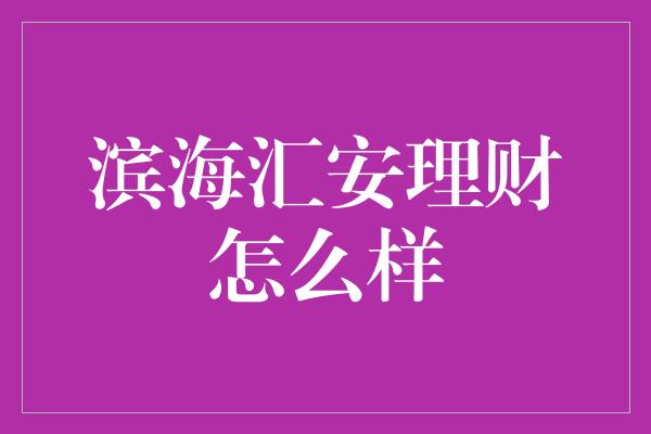 滨海汇安理财怎么样