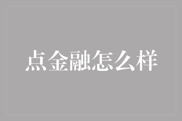 点金融怎么样