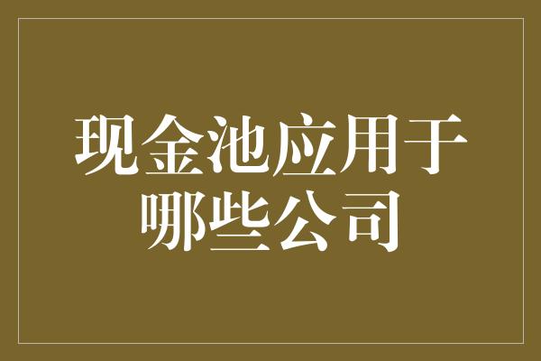 现金池应用于哪些公司