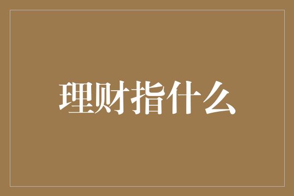 理财指什么