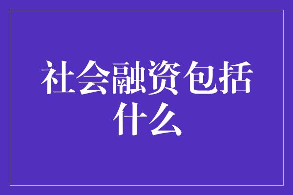 社会融资包括什么