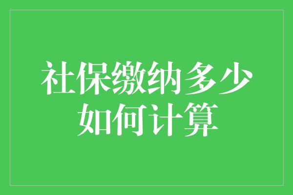 社保缴纳多少如何计算