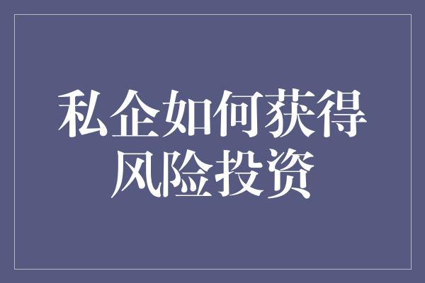 私企如何获得风险投资