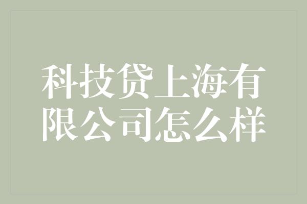 科技贷上海有限公司怎么样