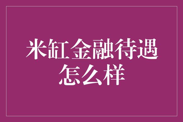 米缸金融待遇怎么样