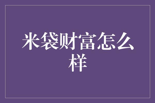 米袋财富怎么样