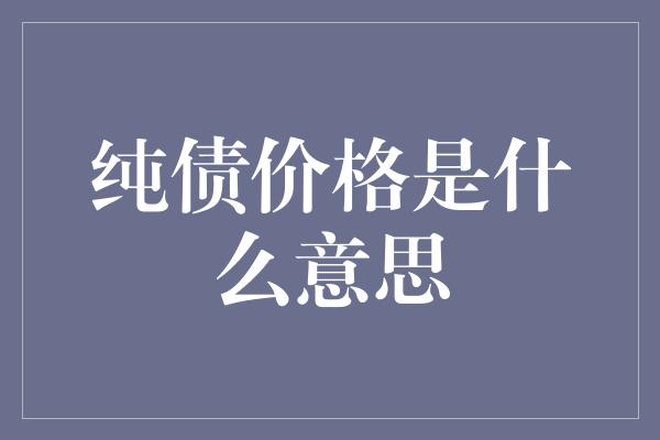 纯债价格是什么意思