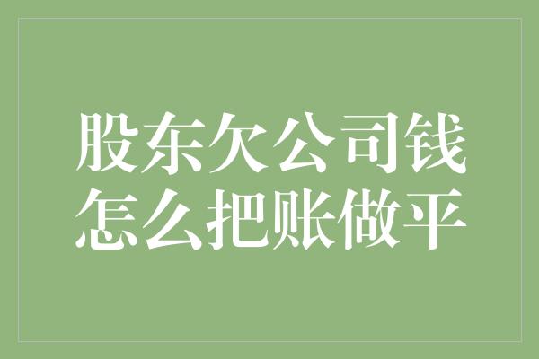 股东欠公司钱怎么把账做平