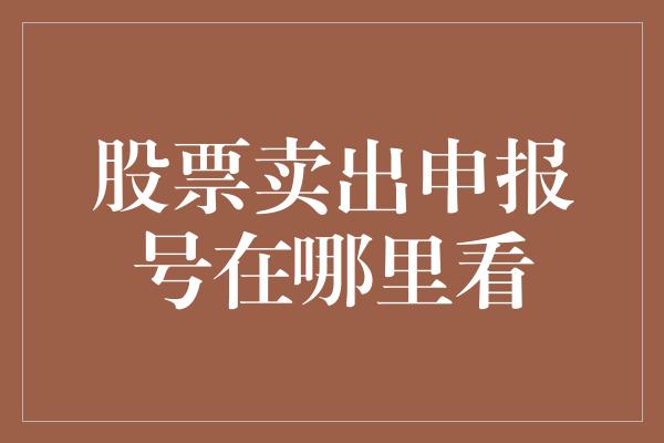 股票卖出申报号在哪里看