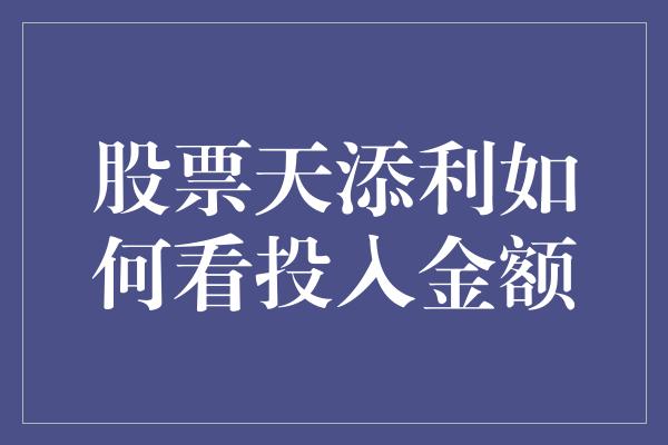 股票天添利如何看投入金额