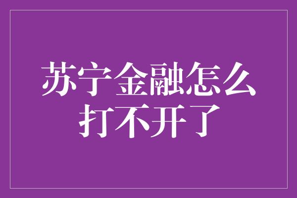 苏宁金融怎么打不开了