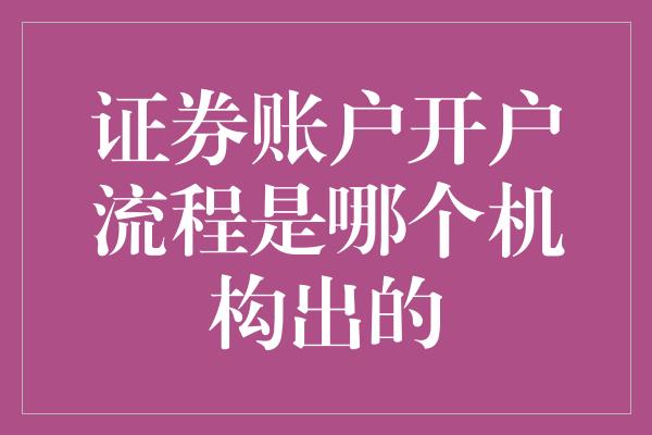 证券账户开户流程是哪个机构出的