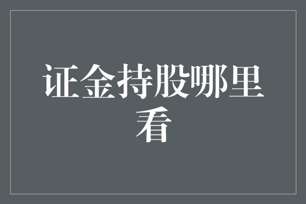 证金持股哪里看