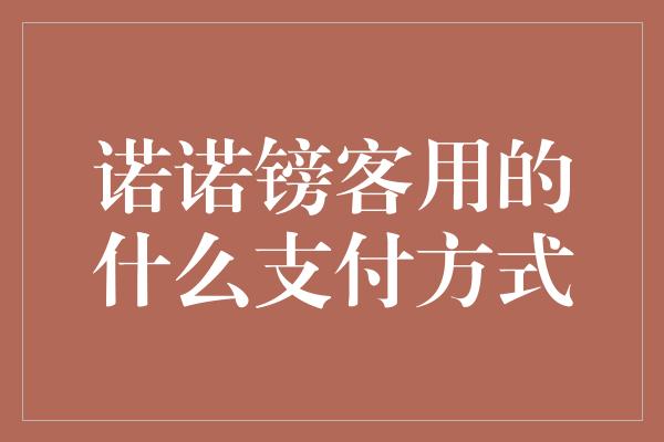 诺诺镑客用的什么支付方式