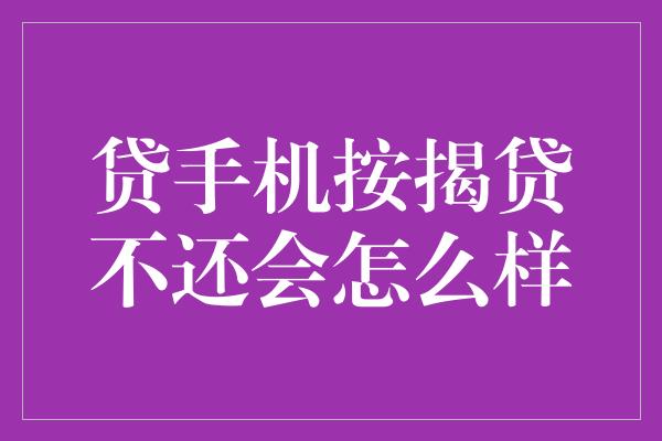 贷手机按揭贷不还会怎么样