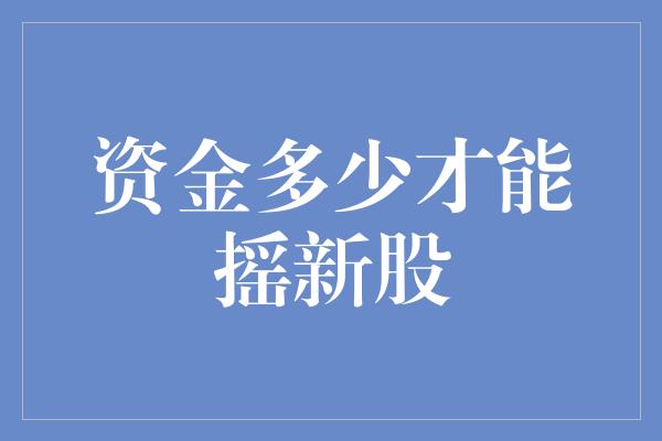 资金多少才能摇新股