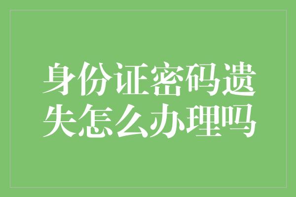 身份证密码遗失怎么办理吗