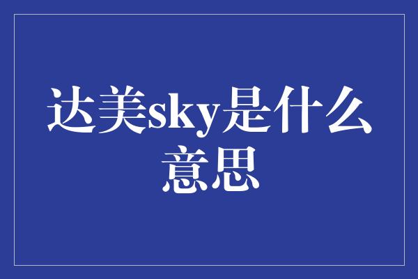 达美sky是什么意思