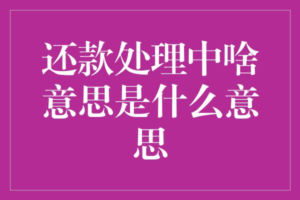 还款处理中啥意思是什么意思