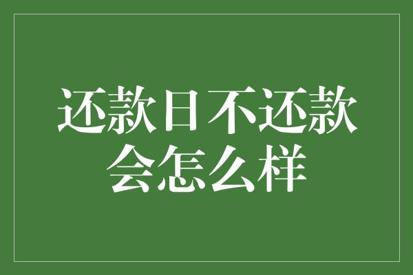 还款日不还款会怎么样