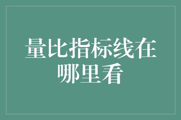 量比指标线在哪里看