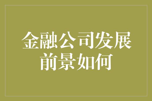 金融公司发展前景如何