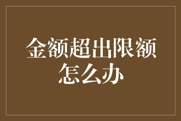 金额超出限额怎么办