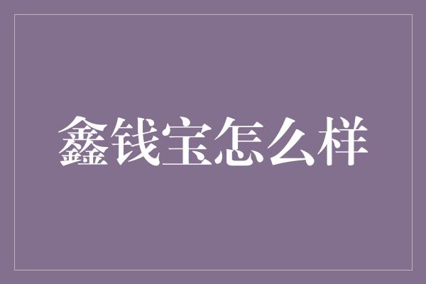 鑫钱宝怎么样