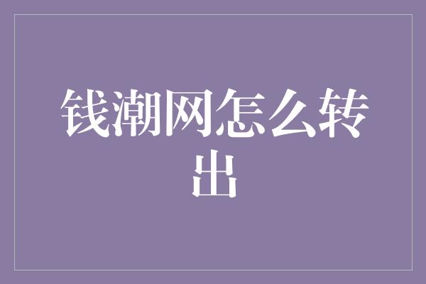 钱潮网怎么转出