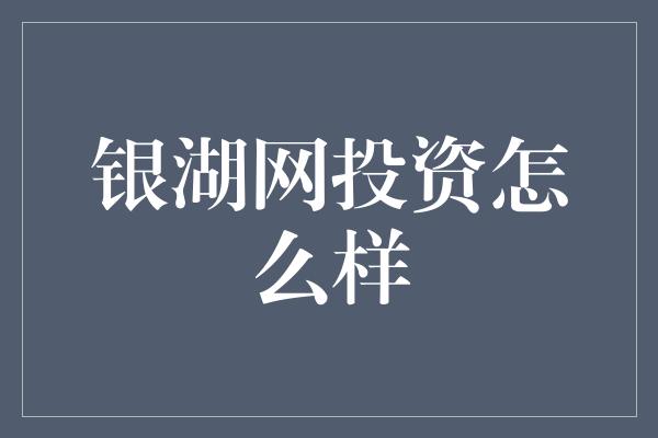 银湖网投资怎么样