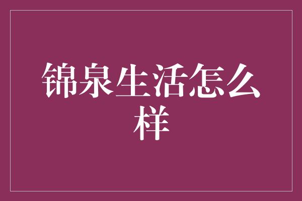 锦泉生活怎么样