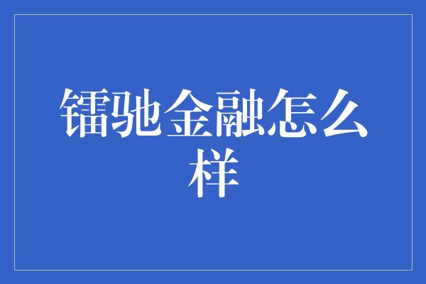 镭驰金融怎么样