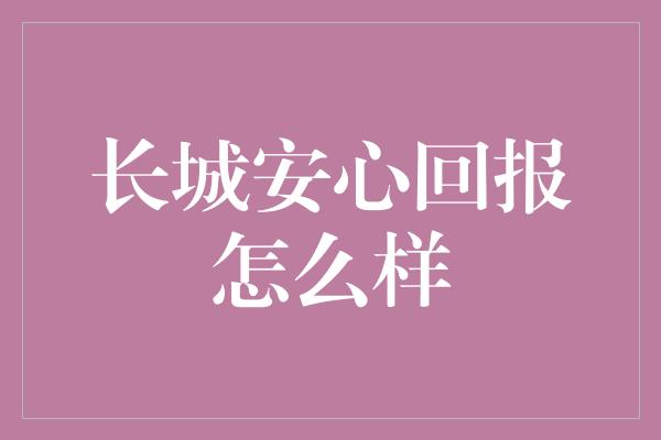 长城安心回报怎么样