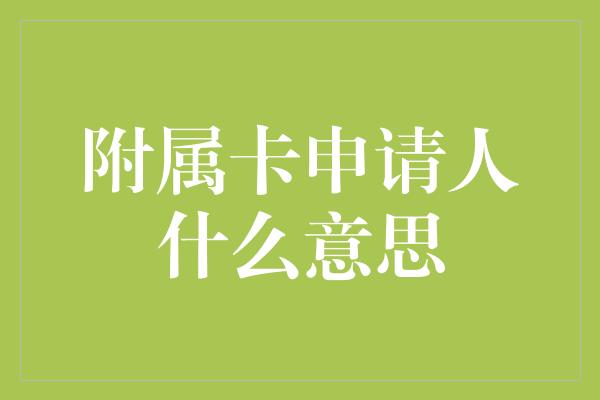 附属卡申请人什么意思