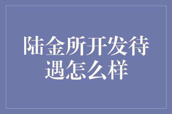 陆金所开发待遇怎么样