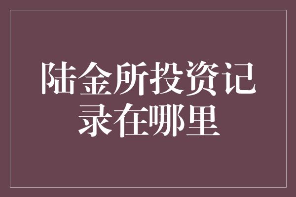 陆金所投资记录在哪里