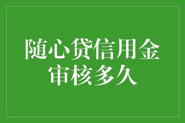 随心贷信用金审核多久