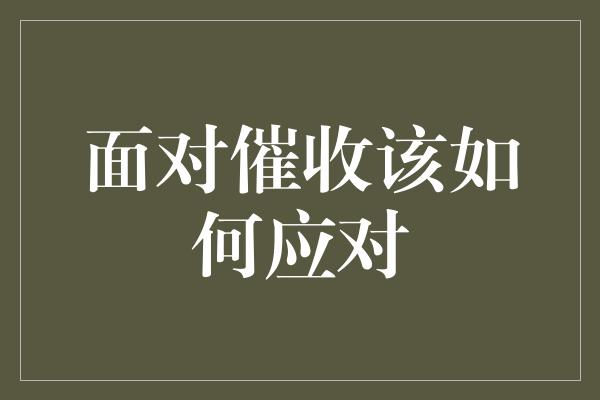 面对催收该如何应对