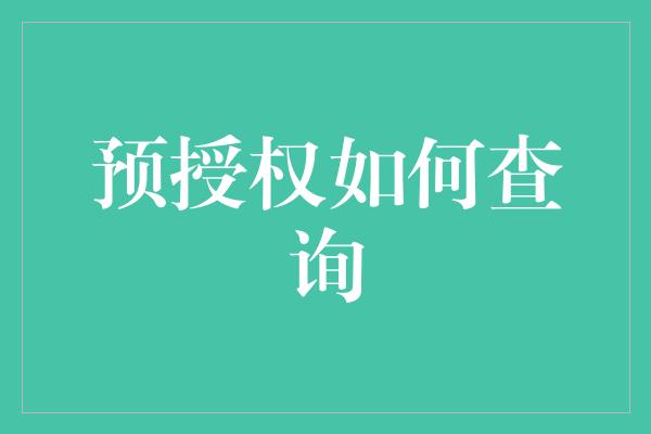 预授权如何查询