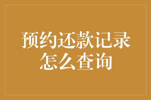 预约还款记录怎么查询