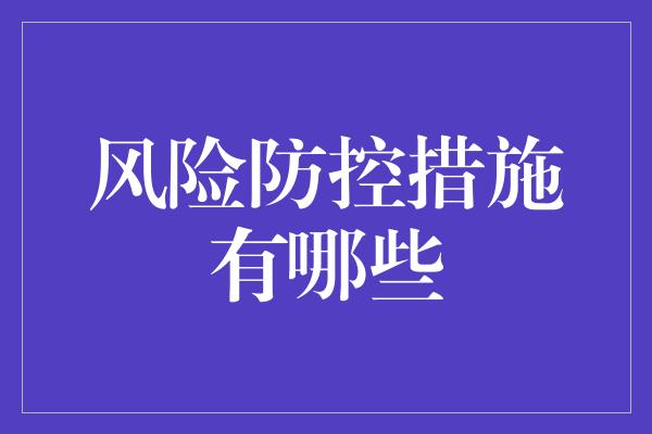 风险防控措施有哪些