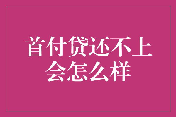 首付贷还不上会怎么样