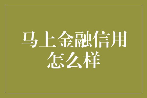 马上金融信用怎么样