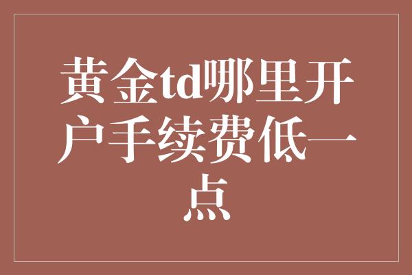 黄金td哪里开户手续费低一点